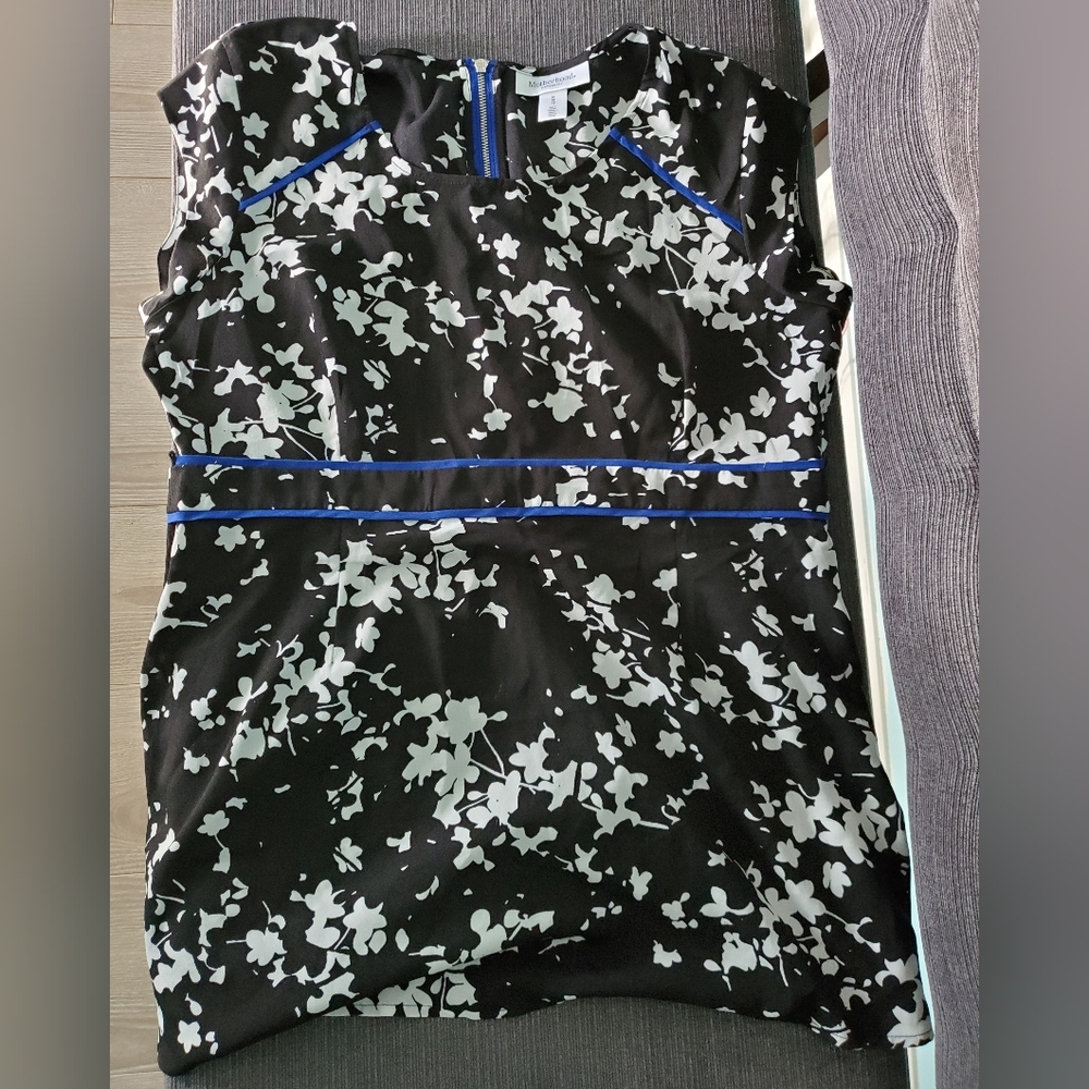 Maternity Top - Black w/White Flowers